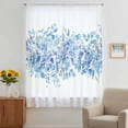 thumbnail image 3 of Blue Eucalyptus Leaves Sheer Curtains 54 Inches Long, Spring Summer Botanical Floral Light Filering Curtains, Breathable Simi Curtain Privacy Drapes for Kitchen Bathroom Small Window Treatment, 3 of 9