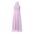 thumbnail image 4 of XIAOCHA Womens Halter Tulle Ruched Waist Midi Dress Fitted Solid Color Sleeveless Gown Flowy Elegant Party Dresses, 4 of 7