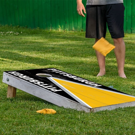 Pittsburgh Cornhole Board Wraps and Decals for Boards Set of 2 Skins Professional Vinyl Covers Sticker - Football Tailgating Cornhole Wraps Stickers Cornhole Skins Cornhole Wraps for Boards