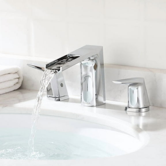 EZANDA Widespread 2-handle Bathroom Faucet with Drain Assembly, Polished Chrome