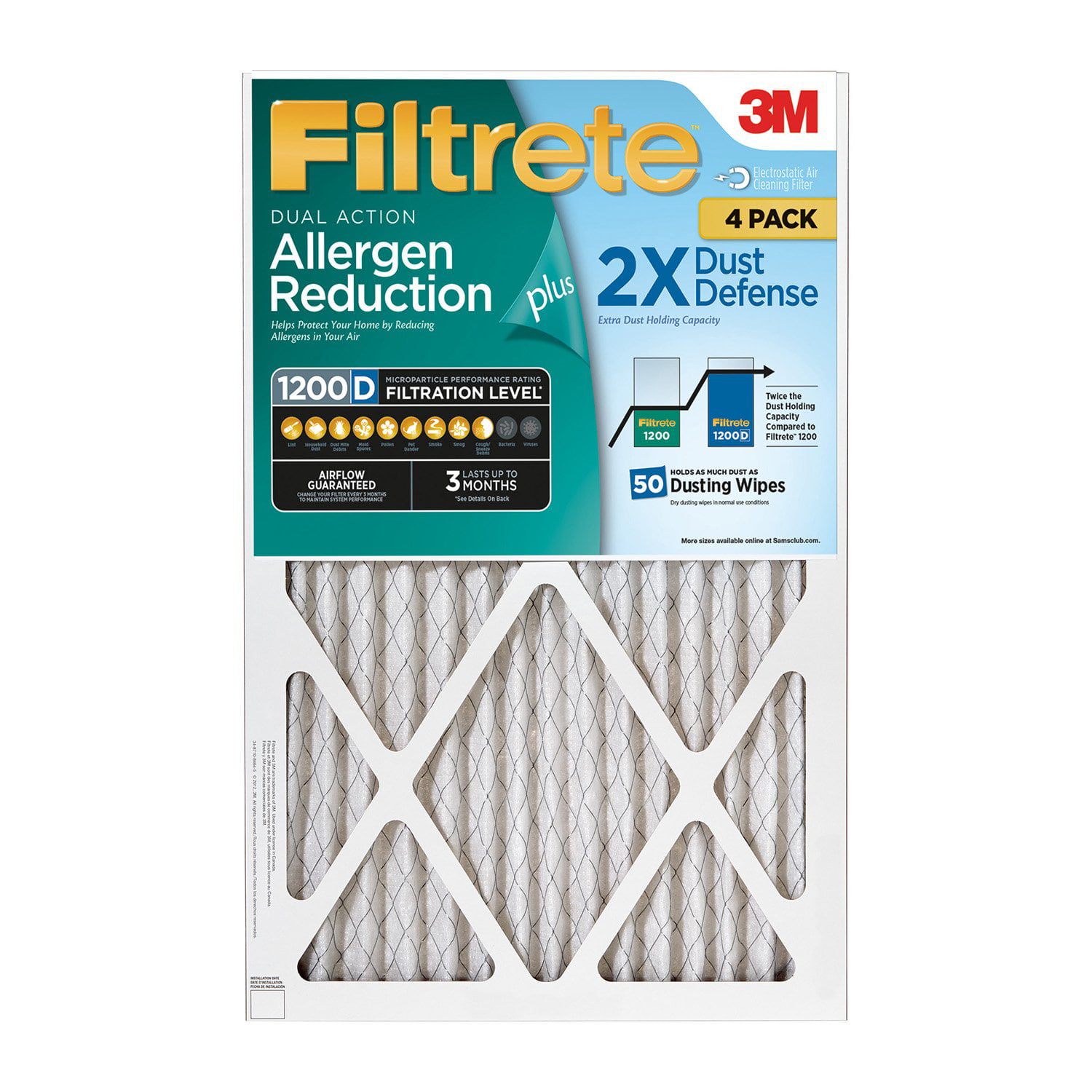 - Quantity 4 Dust Pleated Furnace Filter 16x20x1-In 9800PLUS-4 Dual Action Allergen