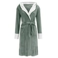 thumbnail image 3 of Feancey Plus Size Fleece Robe for Women Hooded Plush Bathrobe Long Nightgowns Christmas Pajamas Soft Cozy Sleepwear Robes Warm Housecoat Green 5XL, 3 of 7