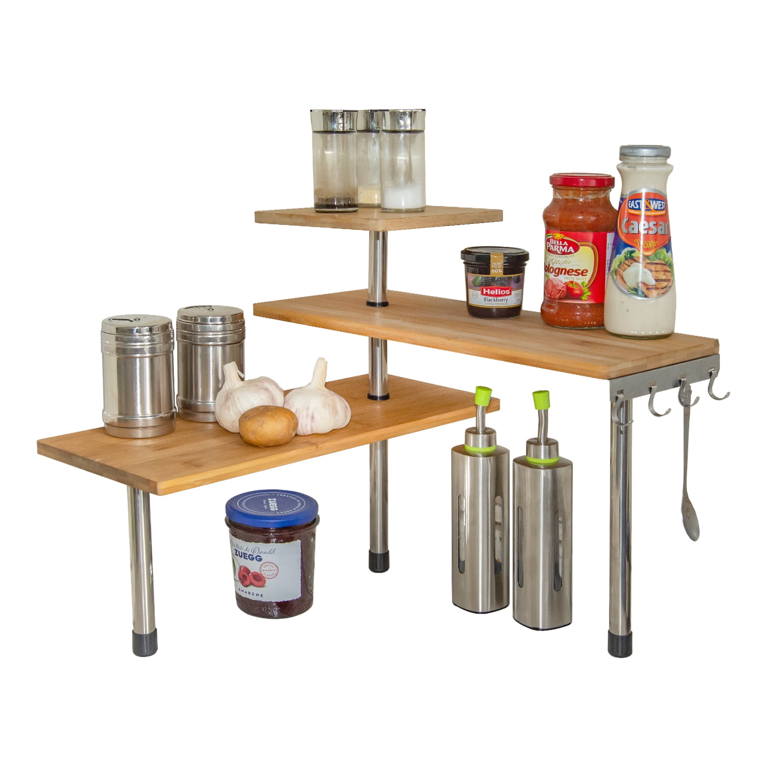 Mllieroo Bamboo 3 Tier Corner Shelf Kitchen Countertop Tableware