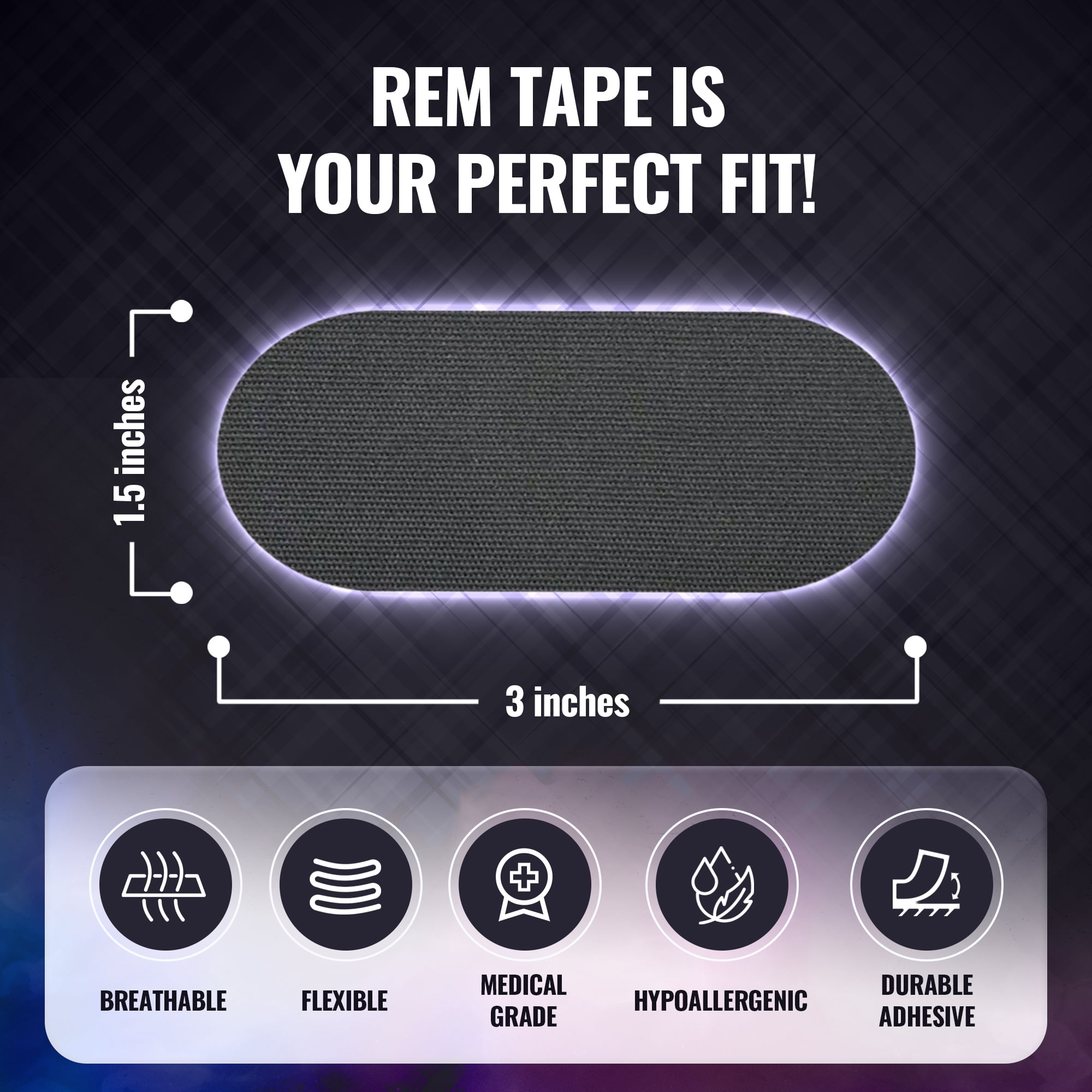 REM Tape™ (30 Strips) - Mouth Tape For Sleeping. Scent & Residue Free. Hypoallergenic & Gentle On Skin. Breathable & Stretchy. One Month Supply.