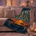thumbnail image 6 of Vintage Sunset Cruise Club Nautical, Peaceful Mountain Lake Scene, Warm Flannel Blanket for Cabin and Lodge with Detailed Artwork, Outdoor Lovers Camping Gift, Rustic Home Decor, 6 of 9