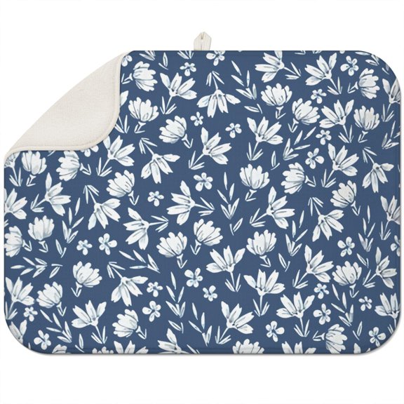 Microfibre Drying Mat for Kitchen Pioneer Dish Drying Drainer Mat Absorbent Colorful Floral Drying Mat Washing Up for Glass, Plate & Cup 18inch X 24inch