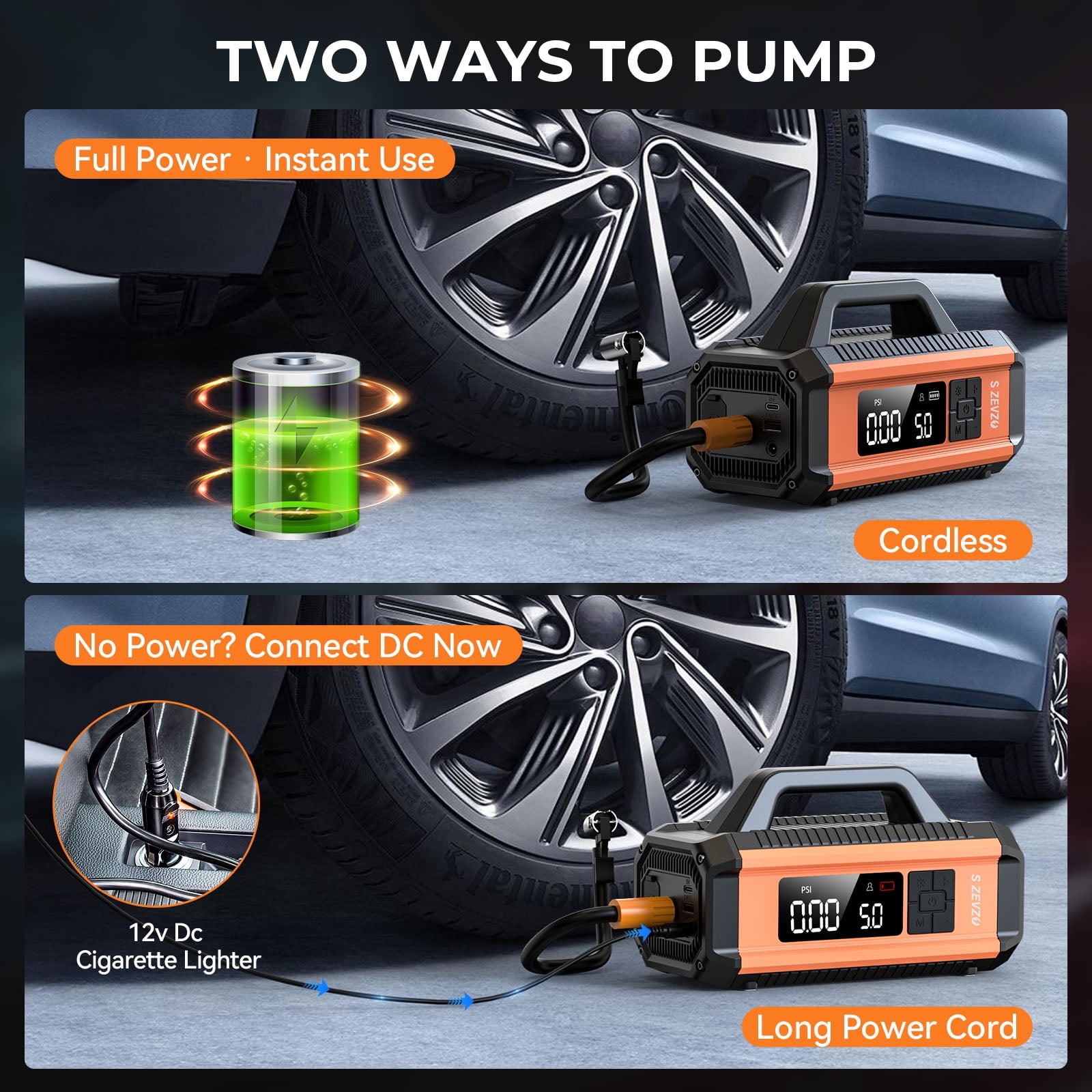 2 IN 1 Car Jumper Box with Air Compressor(Up to All Gas/10.0L Diesel Engines)，10000A Peak 12000mAh Battery Jump Starter with USB Fast Charging, Portable Battery Booster for 12V Car SUV Vehicles