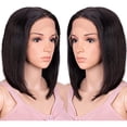 thumbnail image 4 of 13X4X1 Lace Frontal Wig Short Straight Bob Human Hair Wigs Brazilian Virgin Remy Human Hair T Part Lace Front Wigs Middle Part Wigs 6 Inches, 4 of 8