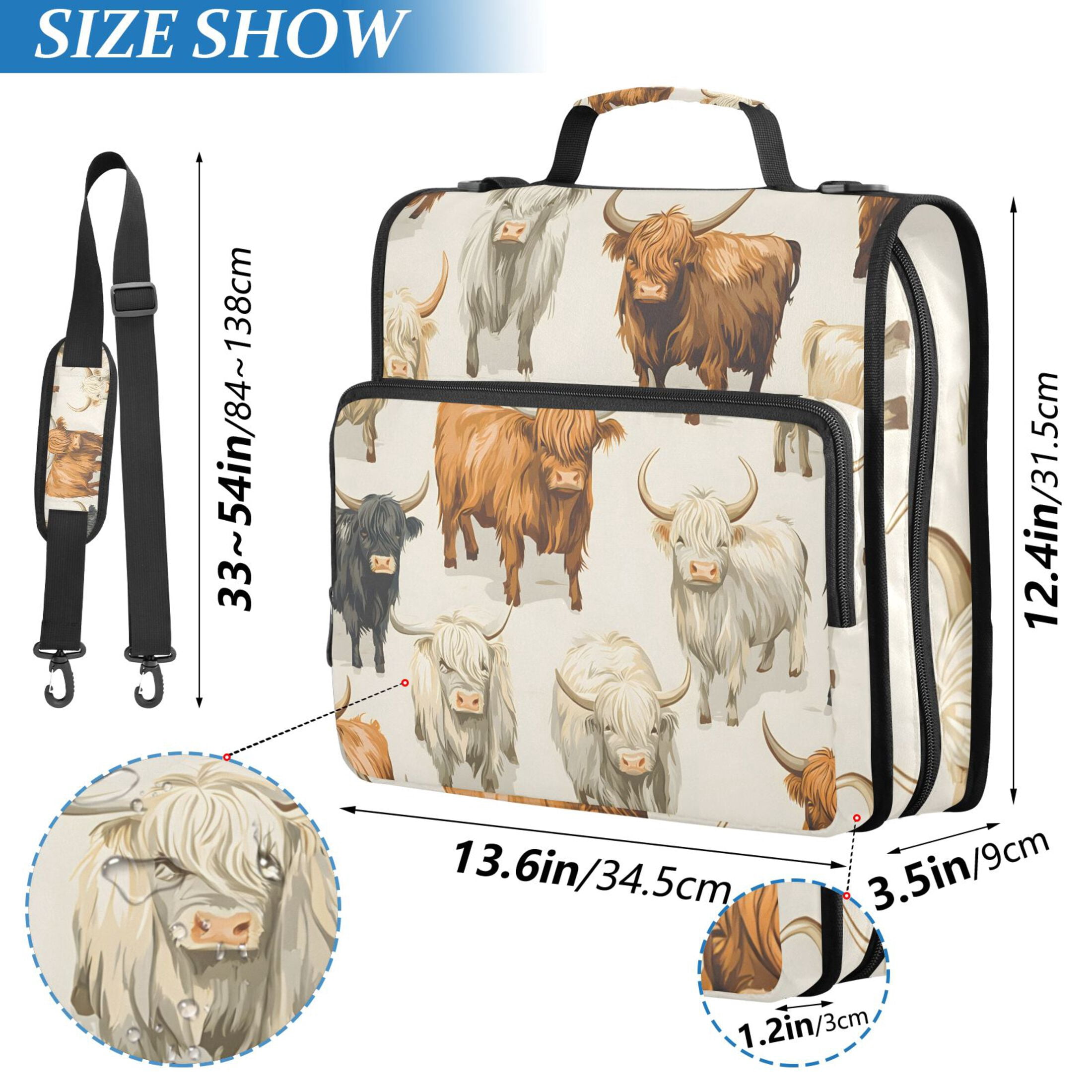 ALAZA Zipper Binder Highland Cows 3 Ring Trapper Keeper File Folder Organizer Bag