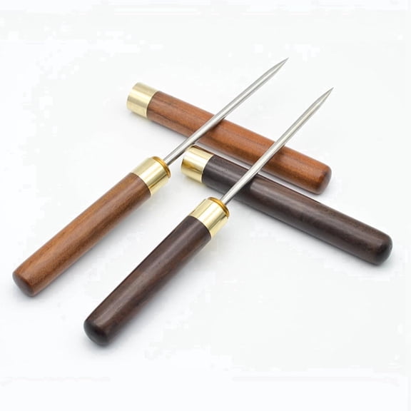 Stainless Steel Ice Pick, 9 inch Tool with Safety Cover, Non-Slip Wooden Handle ice pick tool for Bars, Bartender Breaking Ice (Wood Color Black)