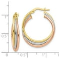 thumbnail image 3 of Leslie's Real 10kt Tri-color Polished and Textured Twisted Hoop Earrings; for Adults and Teens; for Women and Men, 3 of 3
