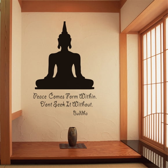 Wall Decor Buddha Pattern Letters Wall Stickers Bedroom Living Room Home Wallpaper Corridor Study Mural Home Layout