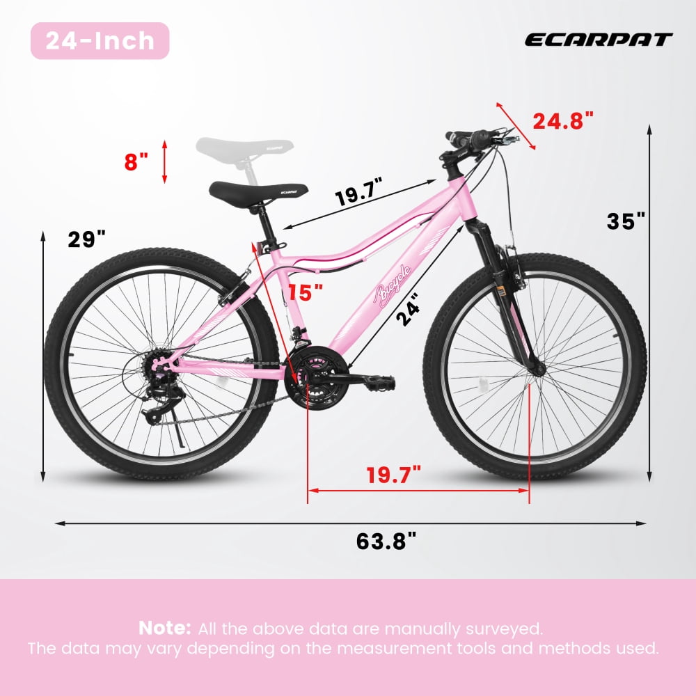 A24208D Mountain Bike 24/26 Inch, High-Density Carbon Steel Frame, 21 Speed, Front Suspension, Dual V-Brakes, 80% Pre-Assembled for Men Women Teens