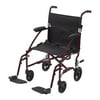 Drive Medical Fly Lite Aluminum 19 In Wide Seat Transport Wheelchair, Red