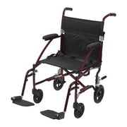 Drive Medical Fly Lite Aluminum 19 In Wide Seat Transport Wheelchair, Red