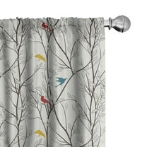 Ambesonne Nature Curtains, Birds Wildlife Cartoon, Pair of 28"x63", Mustard Maroon