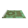 thumbnail image 2 of Ahgly Company Machine Washable Indoor Square Abstract Turquoise Blue Modern Area Rugs, 5' Square, 2 of 4