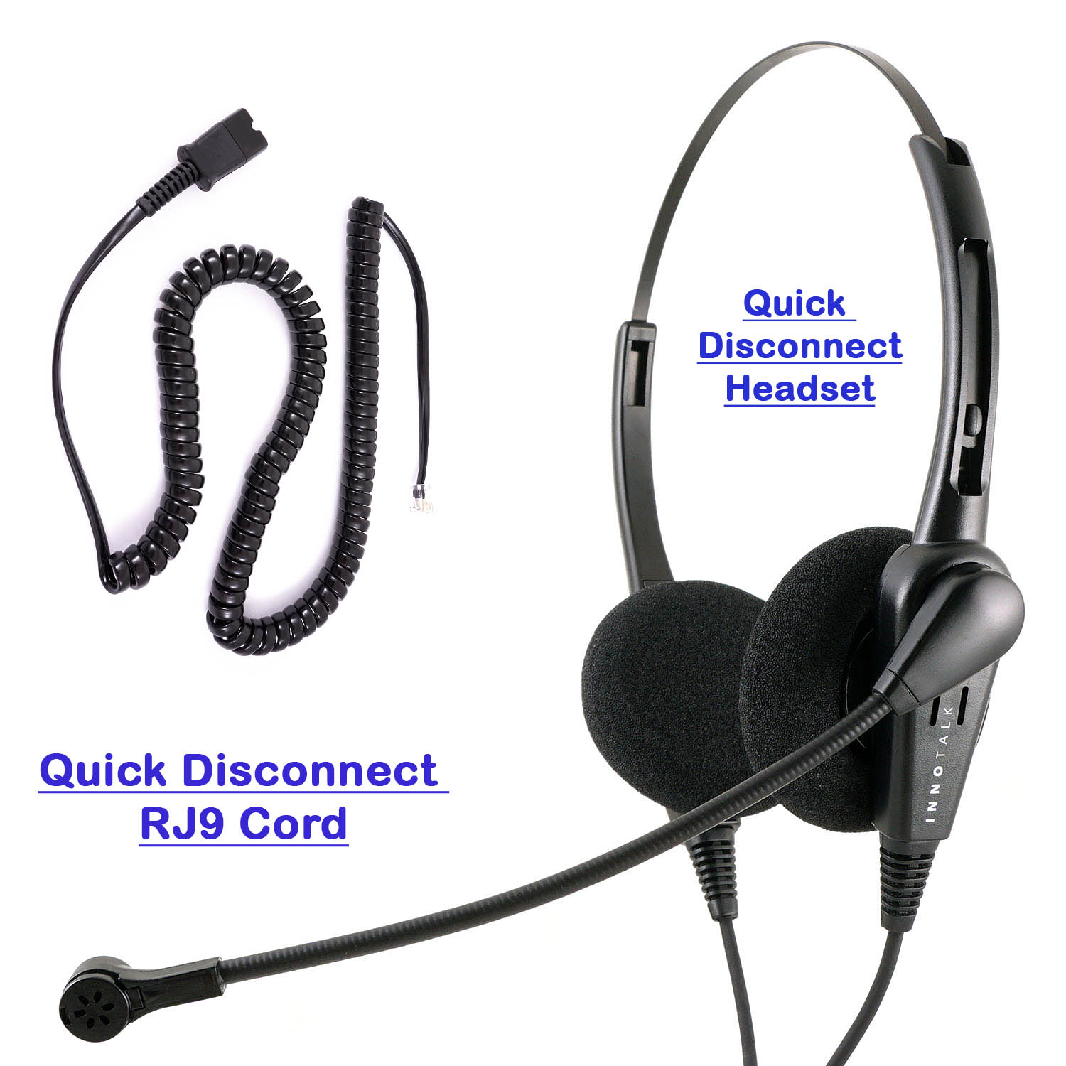 2.5 mm Quick Disconnect Plug Desk Phone headset for Cordless Phone like Vtech, Panasonic for Customer Service - image 1 of 7