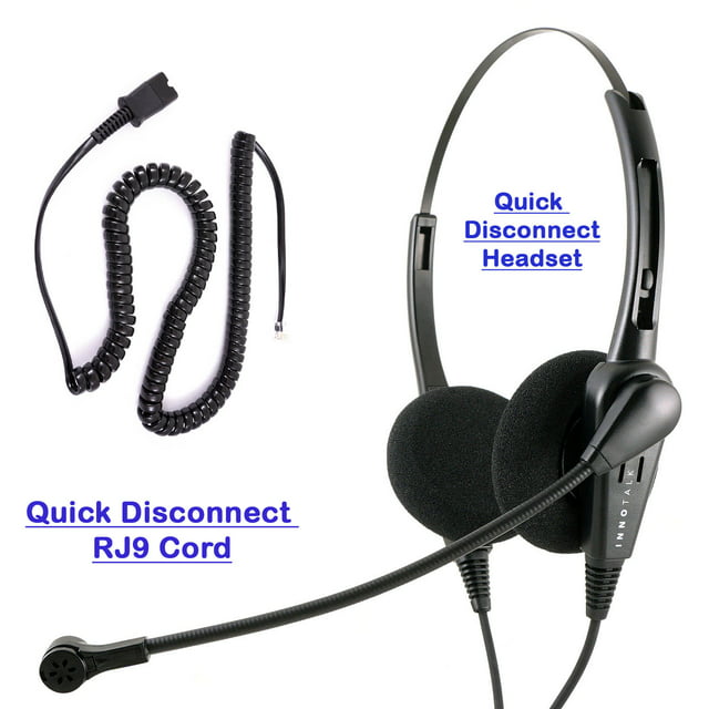 2.5 mm Quick Disconnect Plug Desk Phone headset for Cordless Phone like Vtech, Panasonic for Customer Service