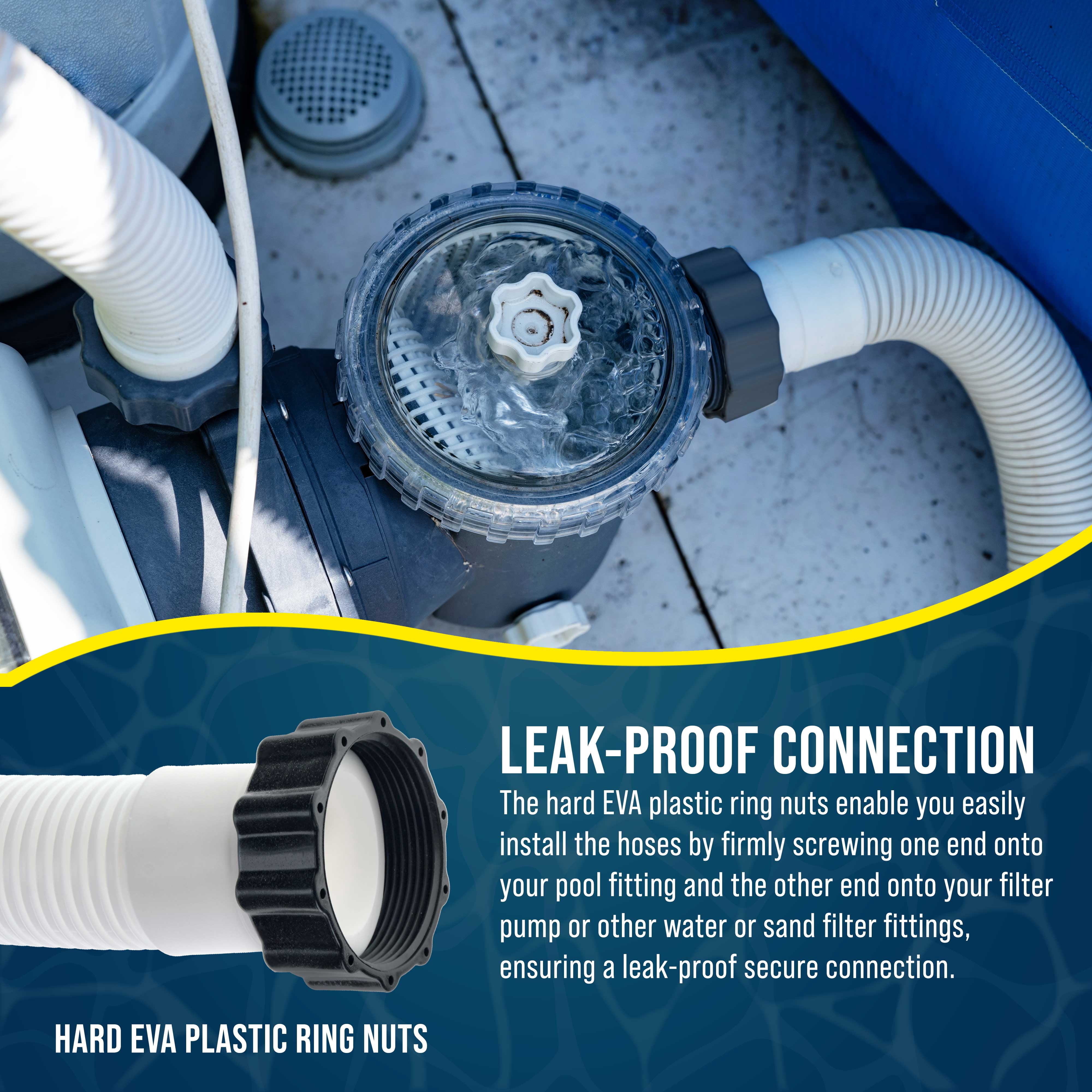 U.S. Pool Supply Above Ground Pool Hose Replacement 1.5" Diameter x 40" Long, Pack of 2 - Compatible with Intex Pool Filter Pump Hoses, Sand Filters, Saltwater Systems with 1,500 to 2,500 GPH