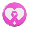 thumbnail image 1 of Breast Cancer Awareness Pink Ribbon in Heart Pinback Button Pin, 1 of 4