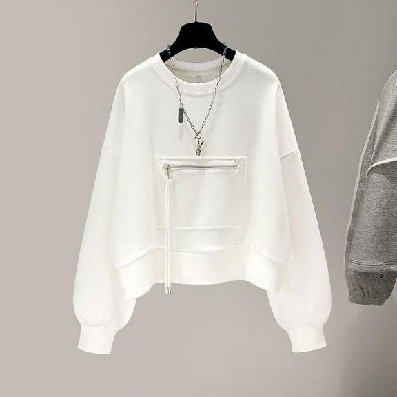 Women Sweatshirt Womens Long Sleeve Sweatshirt Womens Pullover White Sweatshirts Womens Winter Clothes Young Women XL
