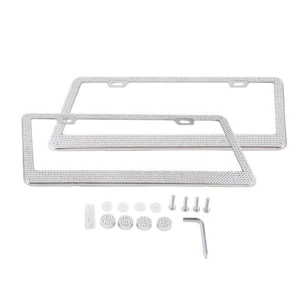 Drinestone 2pcs Marco de Matrícule Brillante Accesorios Exteriores de Rango de Acero para inoxidable para automóviles para automóviles