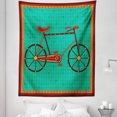 thumbnail image 1 of Bicycle Tapestry, Design of a Bike in Desi Art Style Folkloric Framework, Fabric Wall Hanging Decor for Bedroom Living Room Dorm, 5 Sizes, Green Brown Orange, by Ambesonne, 1 of 1