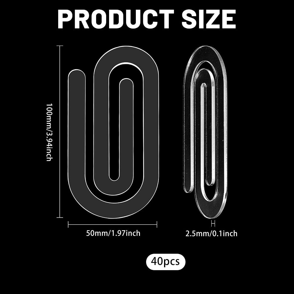 40Pcs Jumbo Blank Sublimation Paper Clips 4x2inch Large Bulk Acrylic Sublimation Paperclips Personalized Paper Clip
