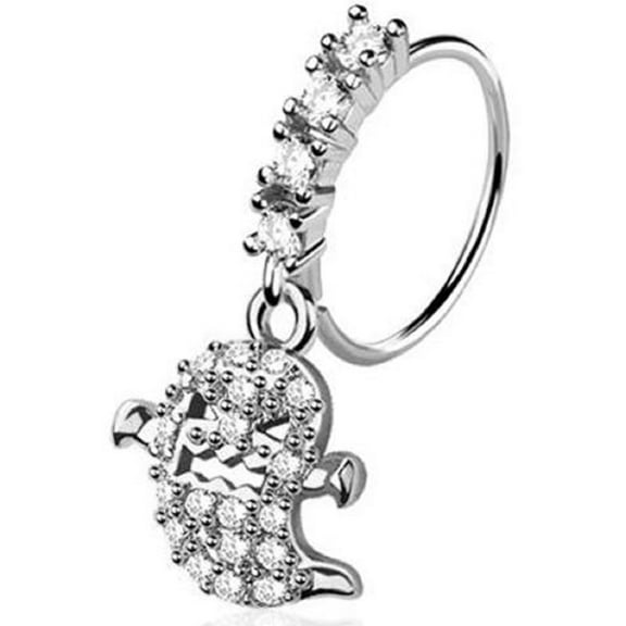 Nose Ring Hoop Ghost ring  dangle 316L surgical steel