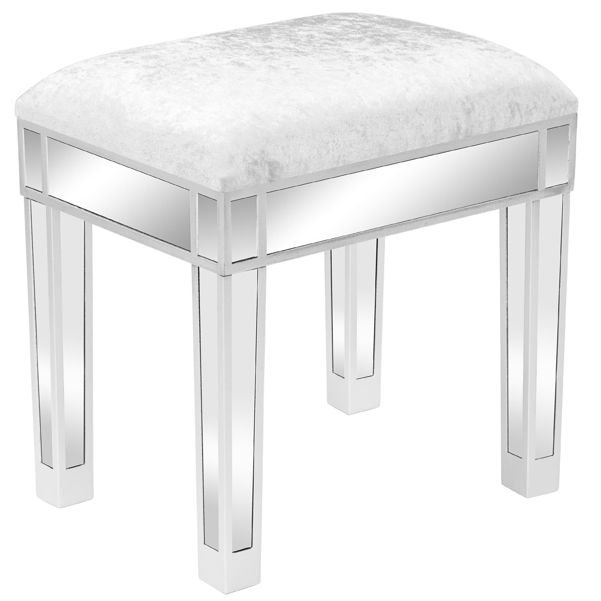 NEW Velvet Footstool Bench Dressing Table Stool Makeup Vanity Stool Chrome Legs 