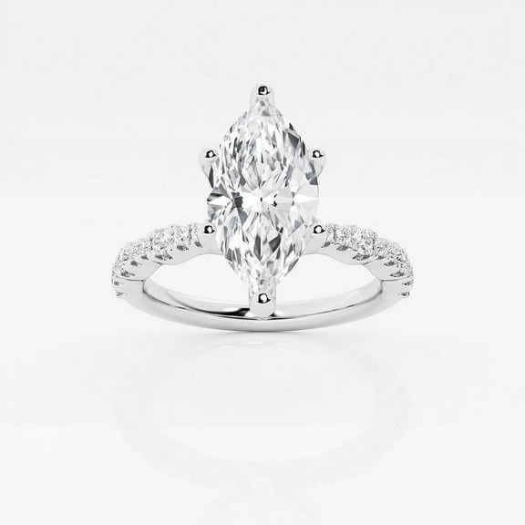 Zoya Jewel 1.9 Ct Marquise Cut Simulated Lab Diamond Ring - Engagement Wedding Jewelry - 9th Anniversary Gift - 14k White Gold Plated