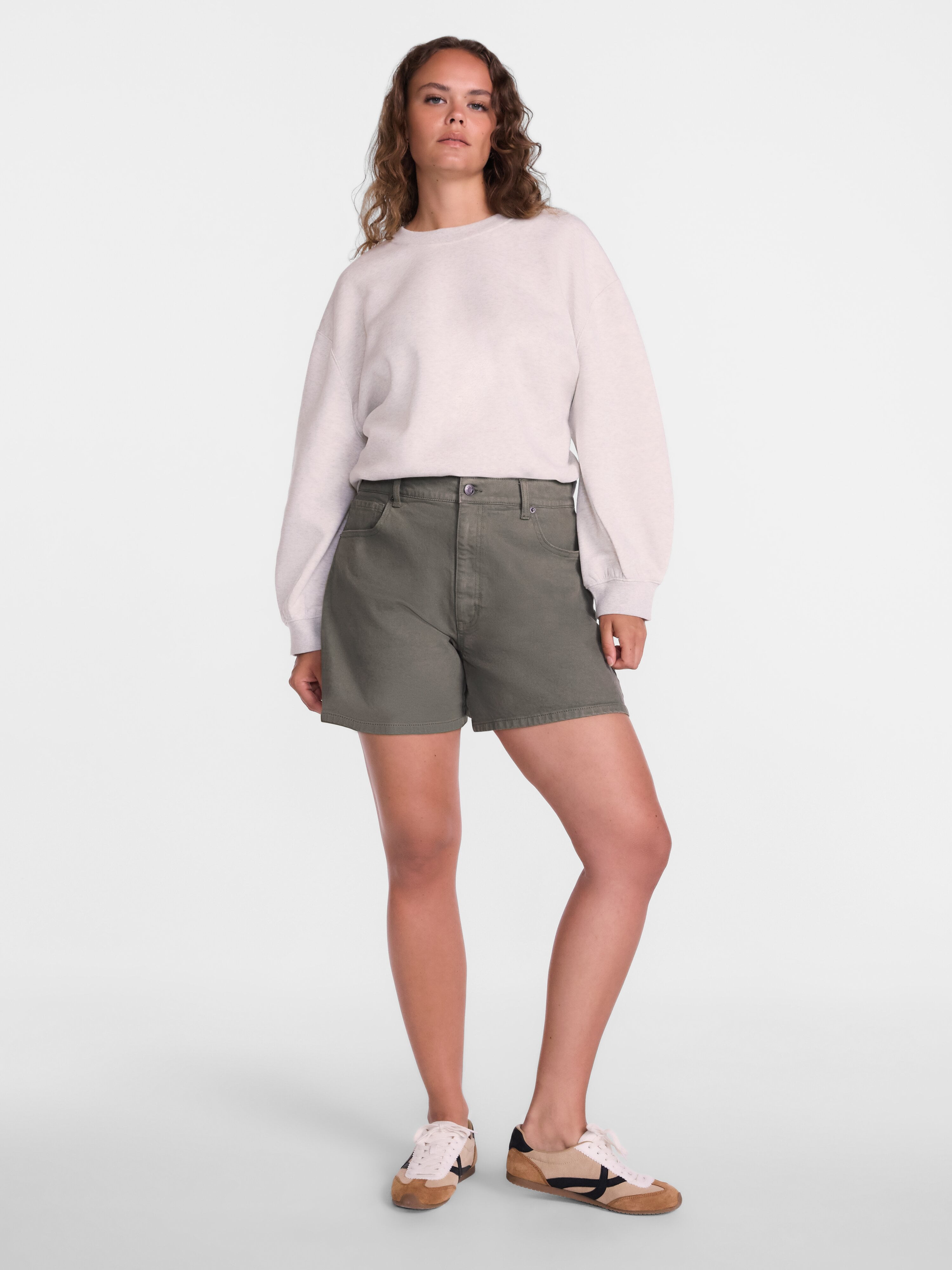 Scenario Women's High Rise A-Line Denim Shorts, 5" Inseam, Sizes 0-20