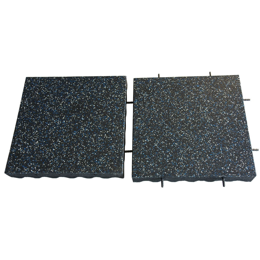 Rubber-Cal "Eco-Safety" Interlocking Playground Tiles - 3 x 19.5 x 19.5 inch - 1 Pack - 2.77 Square Feet Coverage - Yellow/Red/White Speckled