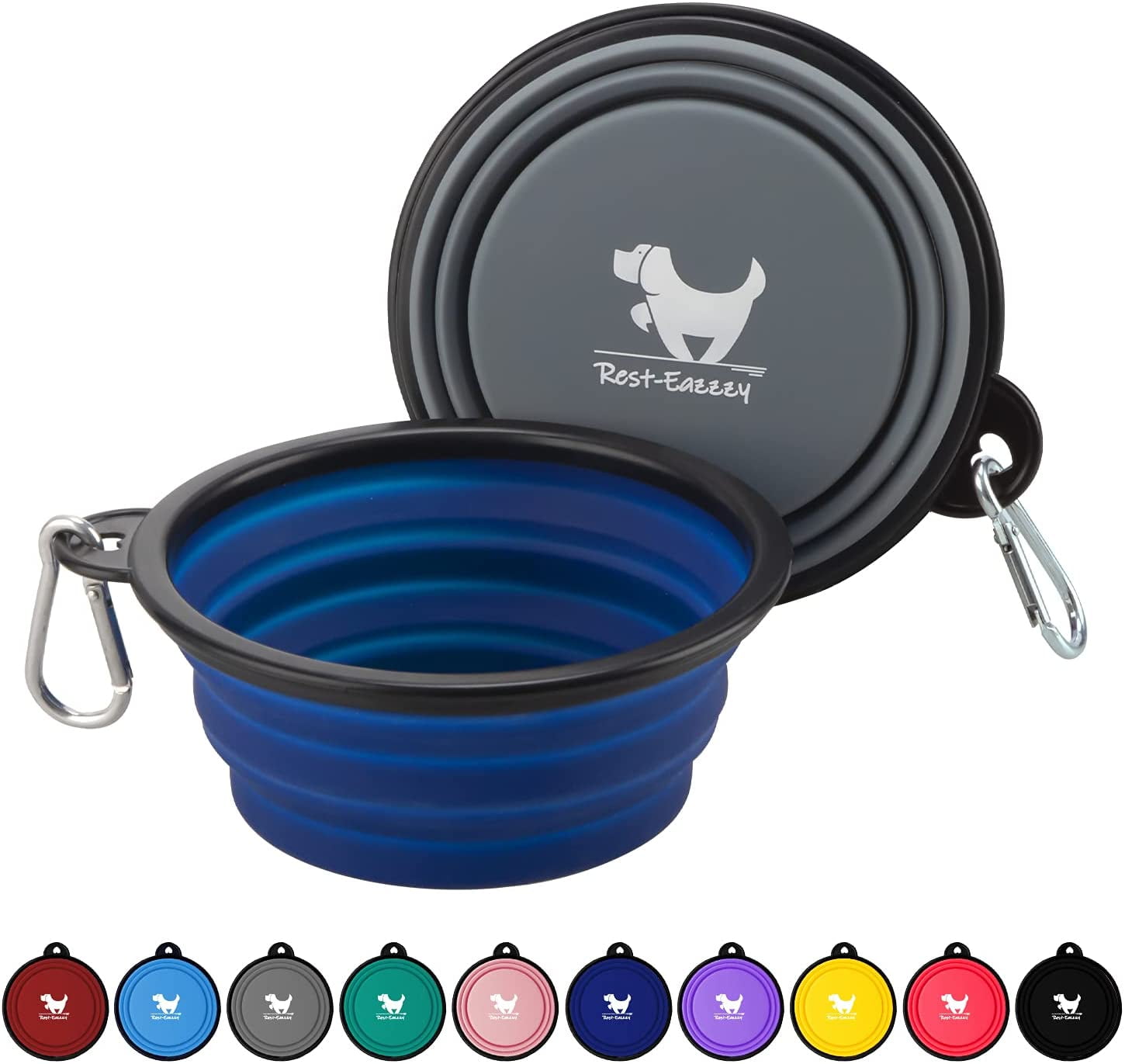Expandable Dog Bowls for Travel 2-Pack Dog Portable Water Bowl for Dogs Cats Pet Foldable Feeding Watering Dish for Traveling Camping Walking with 2 Carabiners BPA Free