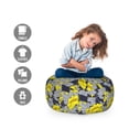 thumbnail image 2 of Floral Storage Toy Bag Chair, Daffodil Petals in Contrast Tones Flourishing Floret Nostalgic Eastern Print, Stuffed Animal Organizer Washable Bag, Large Size, Yellow and Grey, by Ambesonne, 2 of 3