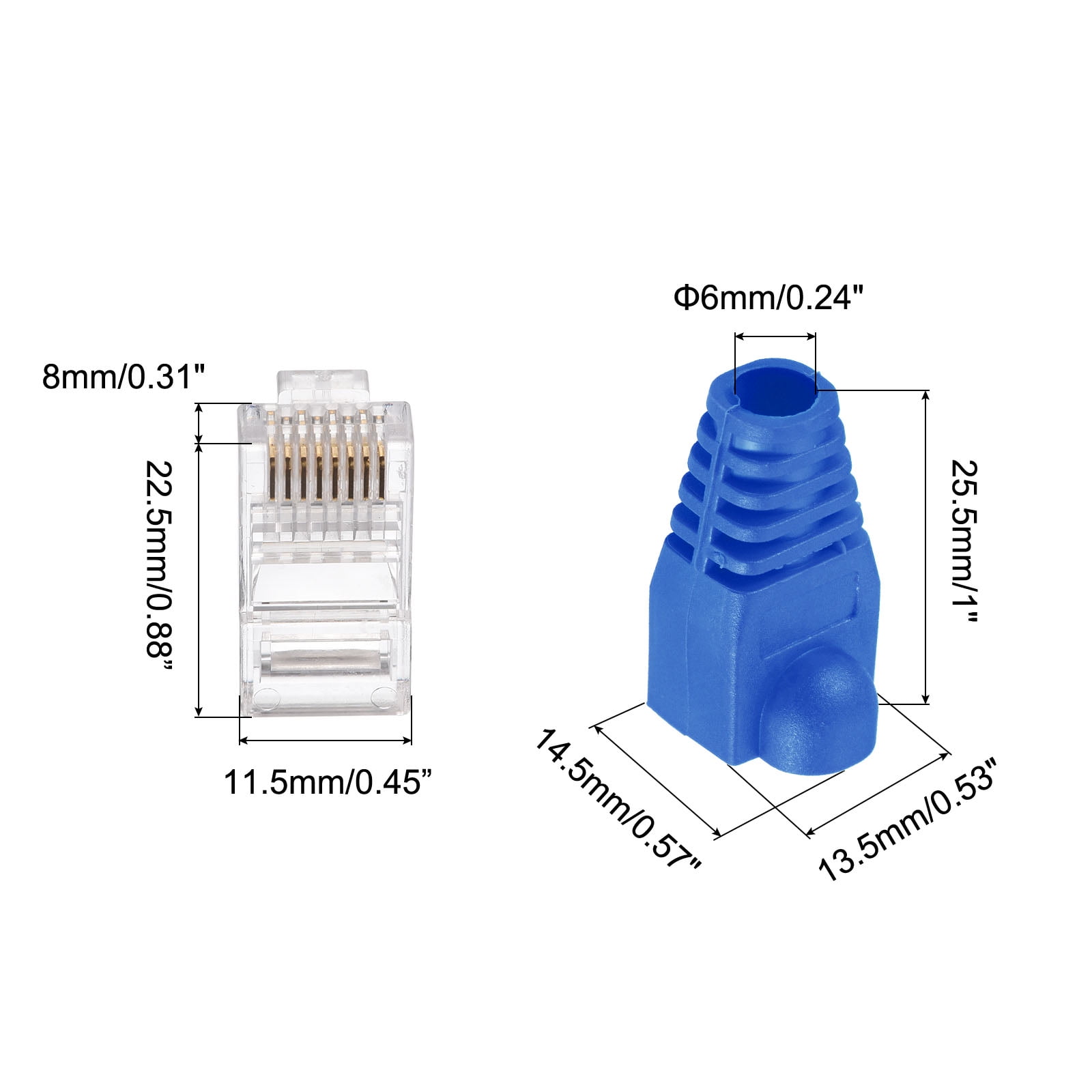 RJ45 Cat6 Connectors RJ45 Ends 8P8C Modular Plug Pass