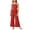 Red, variant on Ahabrexf Girls Summer Outfits 2 Pc Solid Color Adjustable Spaghetti Strap Ruffle Hem Tank Top Pants Set for Kids 4-15 Years