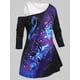 thumbnail image 2 of Talla grande Skew Cuello Galaxy Butterfly Imprimir TEE Y JUEGO TOPT TOP Rosegal Mangas largas de talla grande, 2 of 5
