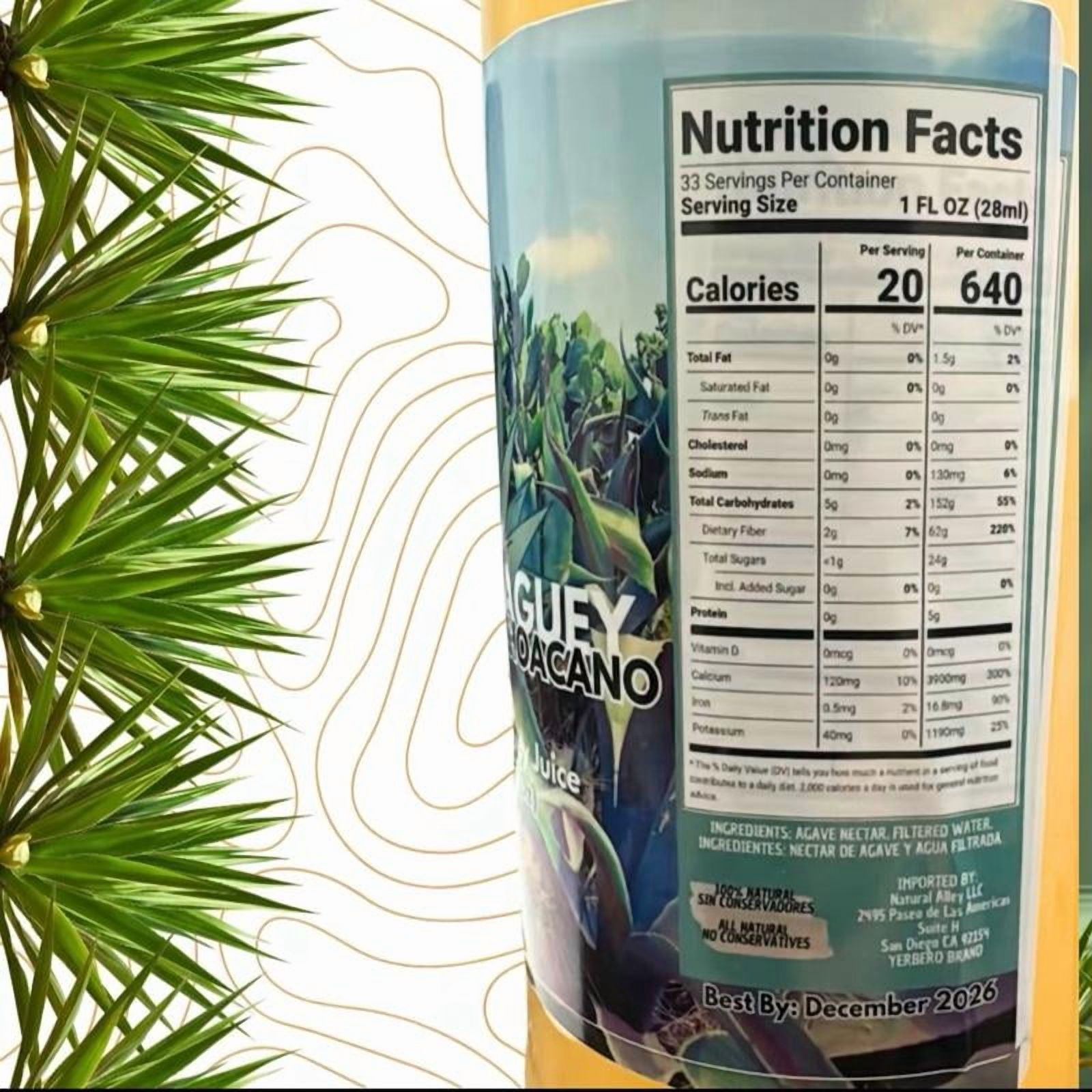 Maguey Juice - Jugo De Maguey Michoacano Tarasco de 1 litro (33.3Fl Oz) 100% Natural