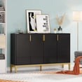 thumbnail image 3 of Armoire de Rangement Moderne, Buffet Console de 59 Pouces avec 4 Portes, Noir et Or, 3 of 8