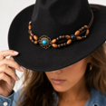 thumbnail image 5 of Qwertyu Western Cowboy Hat for Men Women Wide Brim Fedora Hat with Buckle Belt Fashion Vintage Jazz Cap Black, 5 of 6