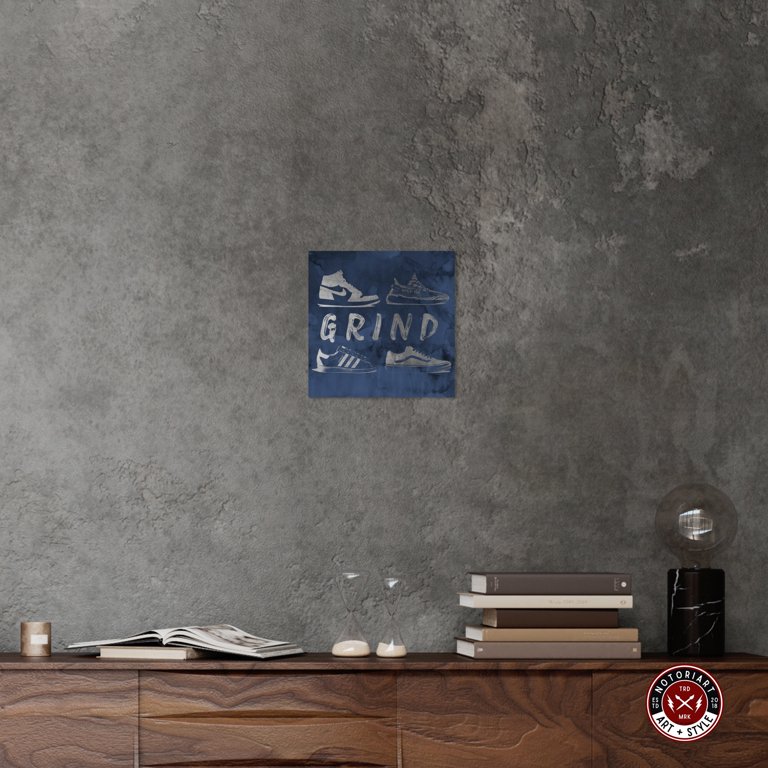 Grind Sneakers Navy Canvas Wall Art by Notoriart, Gallery Wrapped