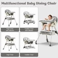 thumbnail image 6 of JieC Baby High Chair, 4 in 1 Convertible Highchair for Babies & Toddlers, Double Tray Dining Chair with 5-Point Harness & Silent Wheel,Gray, 6 of 12