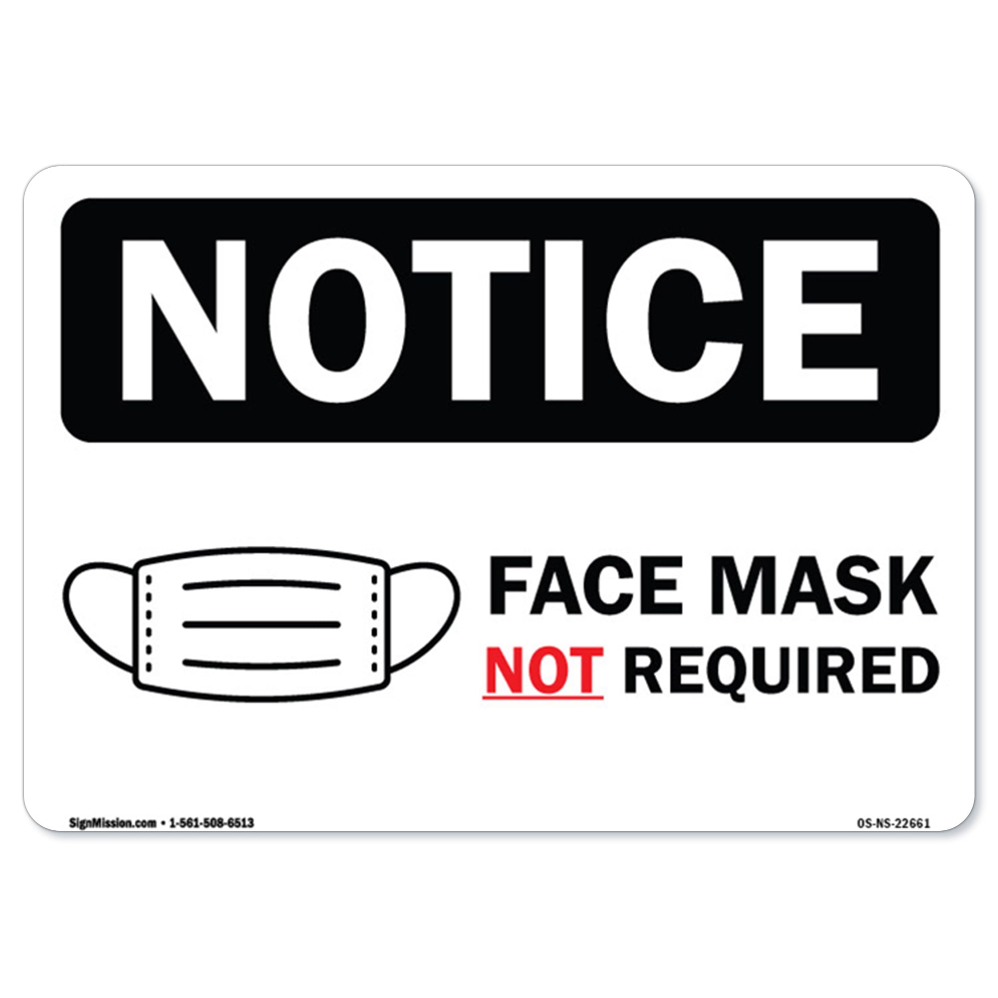 COVID19 Notice Sign Notice Face Mask Not Required Peel And Stick