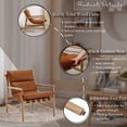 thumbnail image 6 of Guyou PU Leather Chair Set of 2 - 25.5" Wide Plush Armchair for Living Room & Bedroom, Modern Upholstered Reading Chair with Solid Wood Frame, Brown, 6 of 7