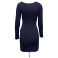 thumbnail image 6 of Fesfesfes Dresses for Women Bodycon Evening Gowns Off Shoulder Strapless Drawstring Pleated Skinny Dresses Solid Color Long Sleeve Party Mini Dresses, 6 of 7