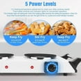 thumbnail image 4 of 2000W Electric Double Countertop Burner, Electric Hot Plate and Portable Stove with 5 Temperature Controls, Lightweight Double Burner Cooktop for Cooking, Dorms, Apartments, RV, White, 4 of 10