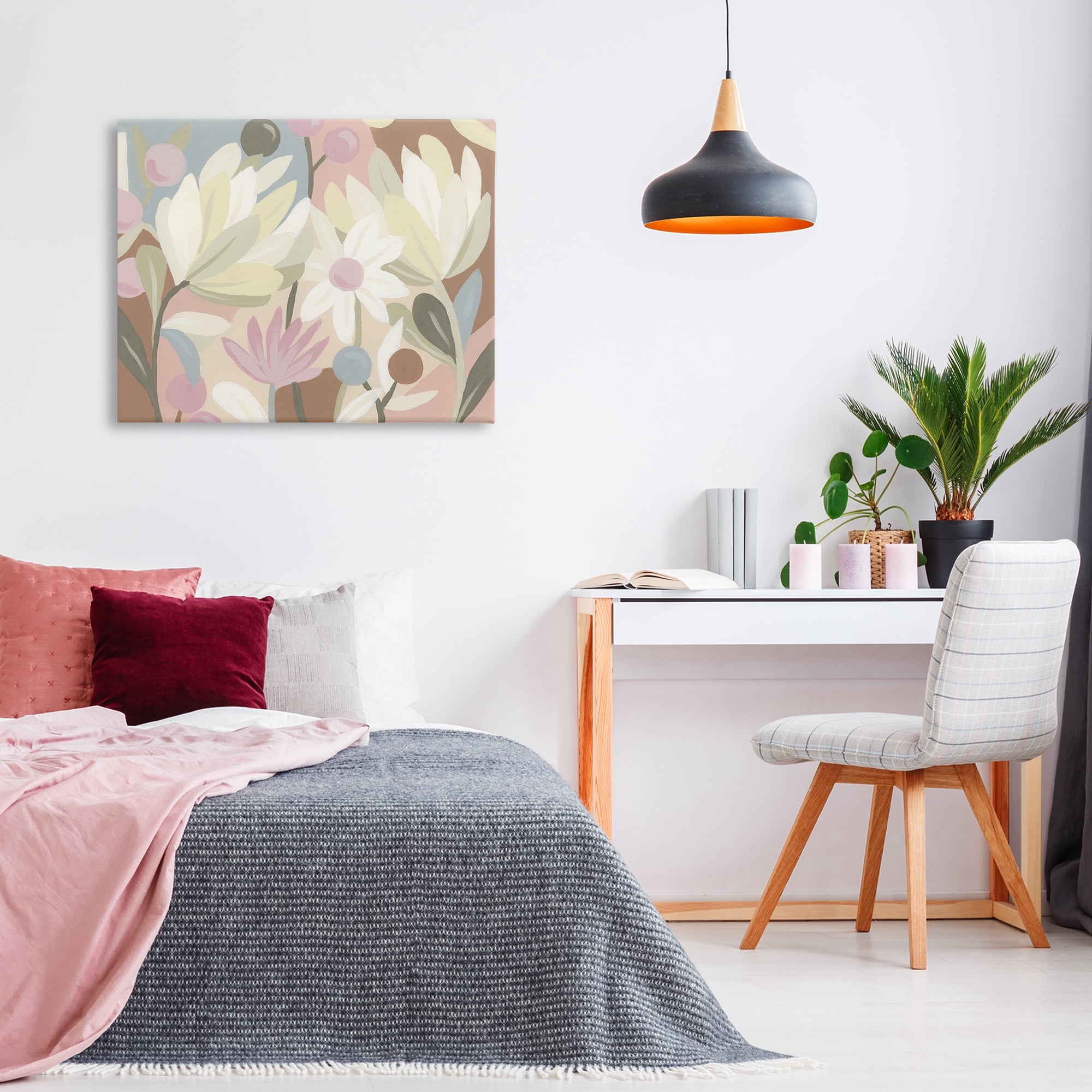Stupell Industries Pastel Modern Flowers Plants & Flowers Painting Wrapped Canvas Art Print Wall Art, 40 x 30