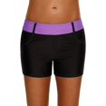 thumbnail image 2 of Womens Color Block Waistband Swim Board Shorts and Zip Front Long Sleeve Rashguard and Waistband Swimsuit Bottom Bundle, 2 of 8